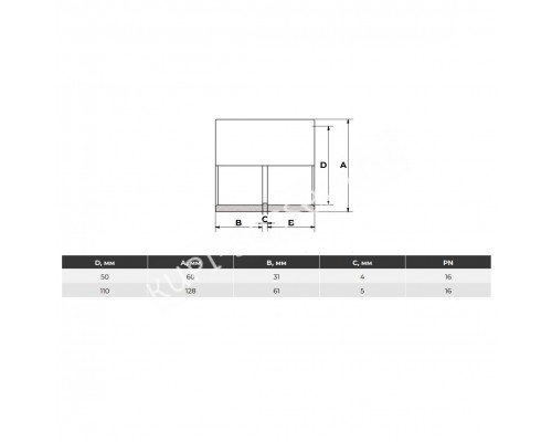 Муфта клеевая d50 PN16 AQUAVIVA для бассейна