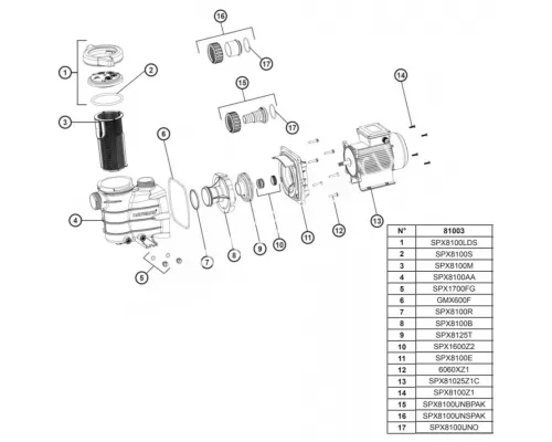 Насос Hayward PL 81003E2 IE2 (220V, пф, 7,3m3/h*8m, 0,36kW, 0,33HP) (SP81025Z1C)