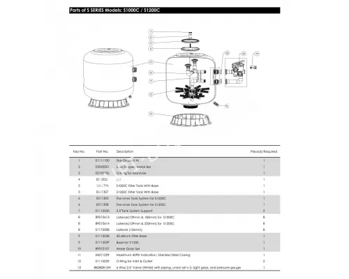 Фильтр S1000C (41м3/ч, 1000мм, 620кг, бок 6 поз. 2.5" клапан 2.5 bar) Уценка