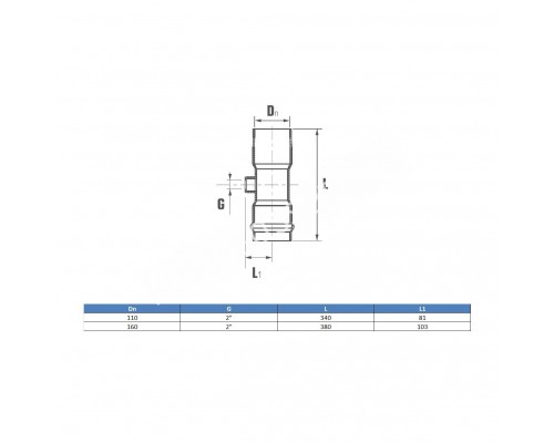 Тройник 90° ПВХ Aquaviva раструбный с резьбовым выходом 160/2 для бассейна