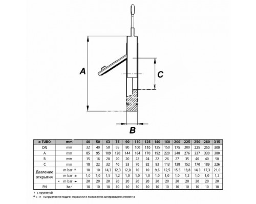 Обратный клапан д.160 язычковый Coraplax (2710160)