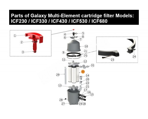 Картридж (d178 мм h485) фильтра ICF 680 Emaux (комплект 8 шт) ICF 680-CE 914100011