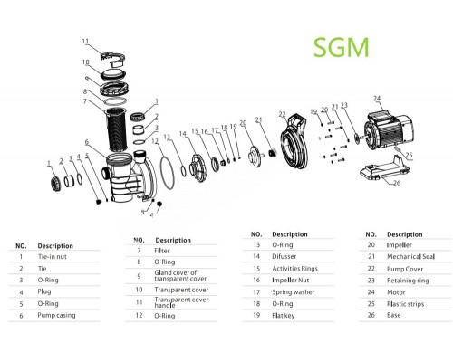 Насос (0,37кВт 220B 8 м3/ч h 4м в.ст.) Mayer Schwimmbad SGM050