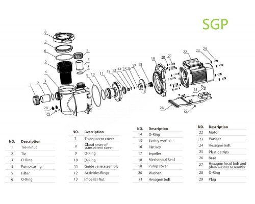 Насос (0,55кВт 220B 10,9 м3/ч h 8м в.ст.) Mayer Schwimmbad SGP075