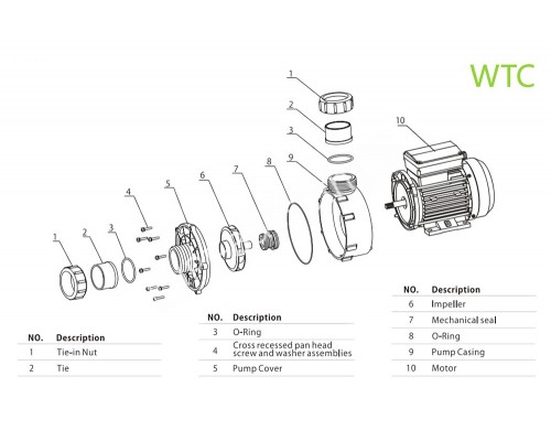 Насос (1,5кВт 220B 28,9 м3/ч h 8м в.ст.) Mayer Schwimmbad WTC200-AB