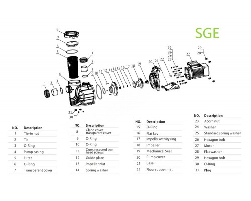 Насос (3кВт 380B 54,5 м3/ч h 8м в.ст.) Mayer Schwimmbad SGE400ST