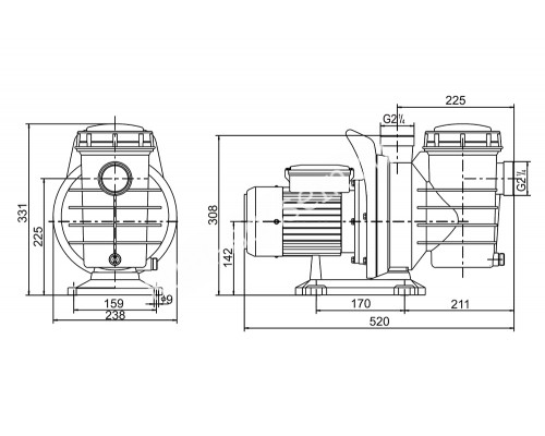 Насос (1,5кВт 220B 25,5 м3/ч h 8м в.ст.) Mayer Schwimmbad SGM200