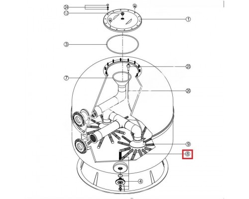 Дюзa для фильтра AK Kripsol/VASO O 1400 RCFI0008.08R Дюзa для фильтра AK Kripsol/VASO O 1400 RCFI0008.08R