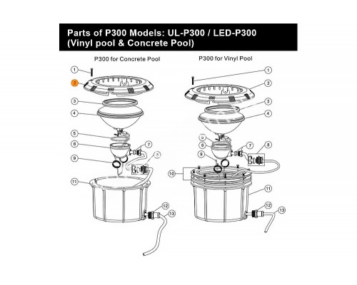 Установ.комплект к прожектору Emaux UL-P300V 89040304/E040305