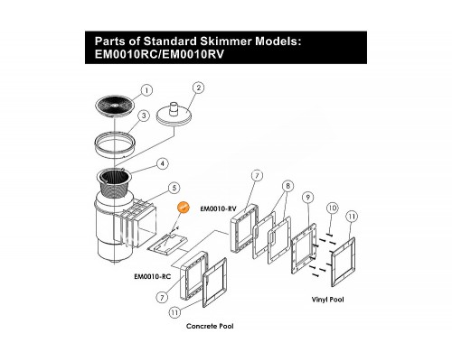 Заслонка плавающая скиммера Emaux EM0010/20 89150202/102/Е160103