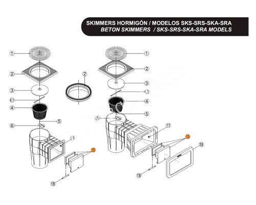 Заслонка плавающая скиммеров SKSL, SKS, SKA, SKAL Kripsol RSK 140.A/RSKI0015.00R