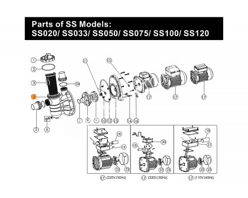 Корпус насоса SS Emaux (031105/01021064/E020304)
