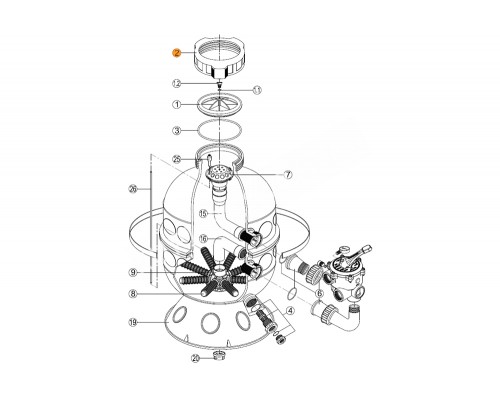 Муфта резьбовая фланца бочки фильтра GRANADA Kripsol RGR 020.A/RRFI0002.00R