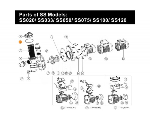 Прокладка-кольцо крышки префильтра насоса SS Emaux (031111/02011074/02010247)