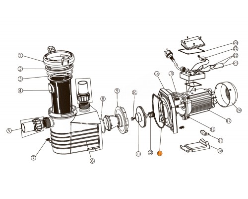 Прокладка крышки задней (фланца) насоса   E-Turbo Emaux 111990019