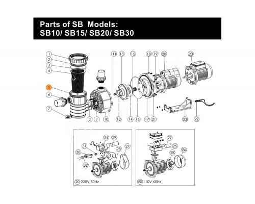 Корпус префильтра насоса SB Emaux 89021305/01021009/Е021305