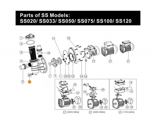 Крыльчатка насоса SS 99"13.3 Emaux (0304214) к SS100 01311019
