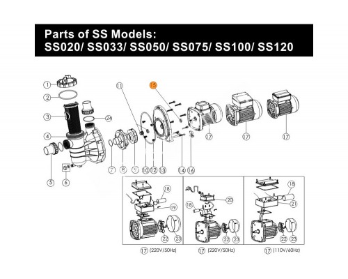 Крыльчатка насоса SS 99"13.3 Emaux (0304214) к SS100 01311019