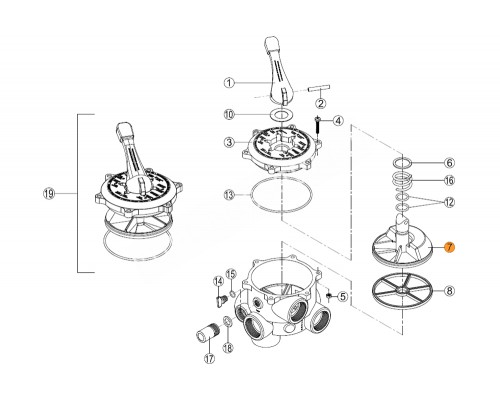Клапан переключения режимов 6-ти поз. вентиля (1 1/2") Kripsol RVS 007.A/RMVA0007.00R