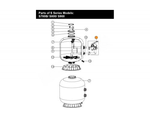 Вентиль 6-ти поз. (боковой 2") для фильтров S700(B)-S900 c компл. подсоед. Emaux88280813W/B/MPV04