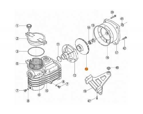 Вентилятор эл.двиг.насоса OK-33,51,71 NK-25,33 (МЕС-63)д.14мм Kripsol RBM1030.12R/RMOT0003.01R