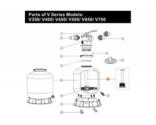 Коллектор фильтра серии V-350 с трубой 89010106/Е010405