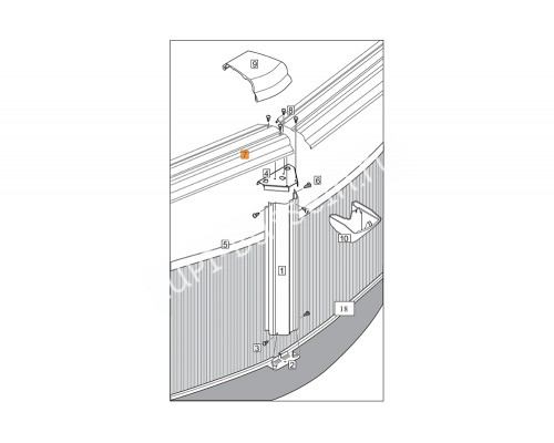 Рейка перил косая (Эсприт, Эсприт-Биг - овал, круг) L=145см (1450301)