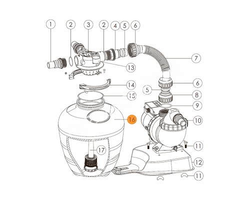 Бочка фильтра д.330мм (верх.подсоед.) FSU Emaux (01331061)