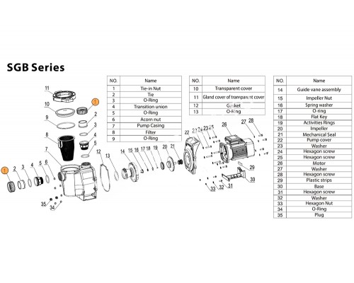 Гайка муфты d63 насоса SGB Mayer Schwimmbad LX A31020011