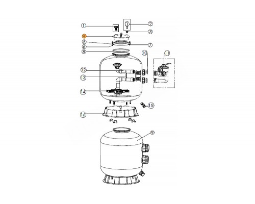 Крышка фланца бочки фильтров S450-S650, MFS, SP Emaux 01201022