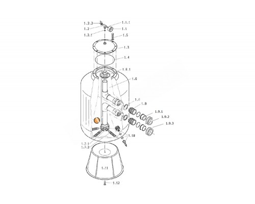 Бочка фильтра (500мм бок.подсоед.) Behncke CRISTALL D500-2016 (39350002-16)