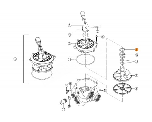 Шайба скольжения клапана переключения режимов 6-ти поз. вентиля Kripsol RVS 006.А/RMVA0006.00R