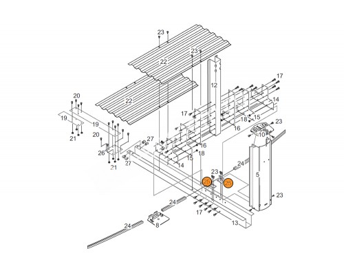 Крепёж стойки вертикальной металлической стенки бассейна J-4000 (овал) 1320169