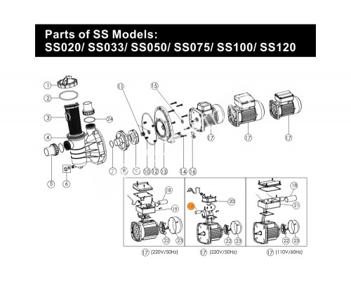 Двигатель к насосу SS075 (220В) Emaux 89022106