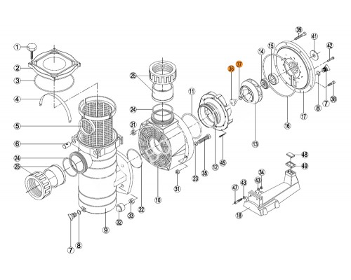 Кожух(пласт.)вентилятора насоса KA/KAP-250,300,350,450МЕС -90Kripsol 7504.A/RBM1040.42R/RMOT0004.04R