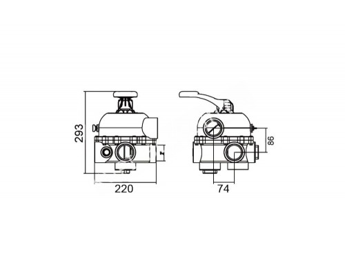 Вентиль 6-ти поз. (боковой 2") для фильтров S700-S1200  Emaux 88280806/MPV04