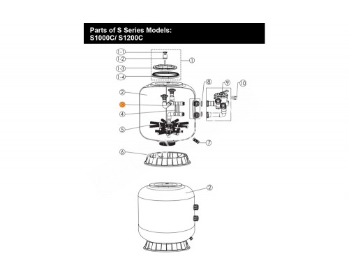 Комплект системы распределения воды внутри фильтра Emaux S1200 (89011304)