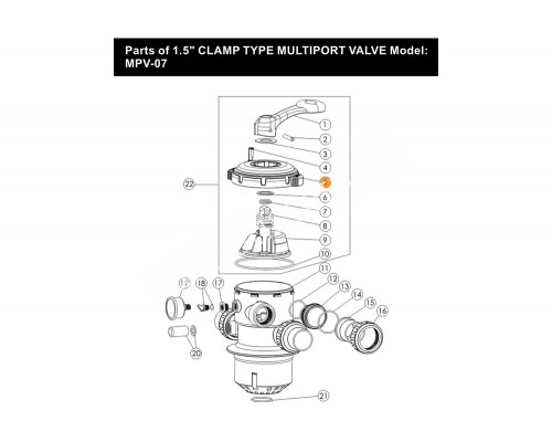 Крышка корпуса 6-ти поз. вентиля Emaux (Opus) MPV-07 (01020003)
