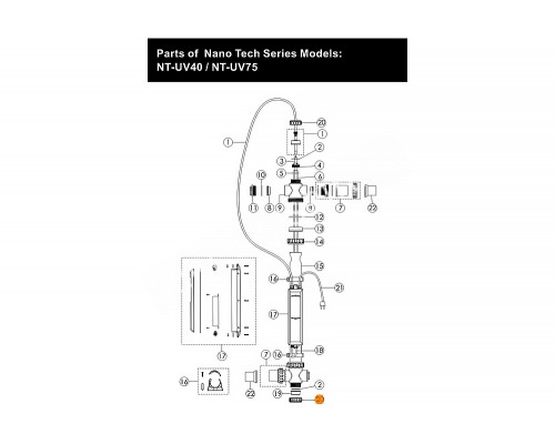 Гайка накидная крепления заглушки торцевой и патрона УФ лампы установки УФ Emaux 430170635
