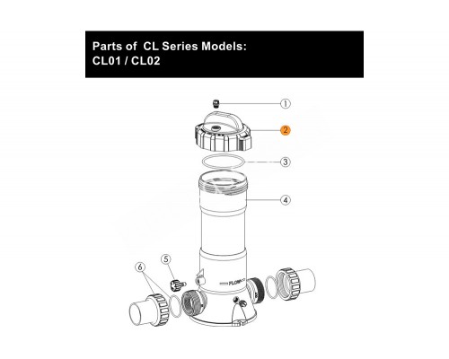 Крышка с гайкой автохлоратора Emaux CL-01 (89440204/E130204)