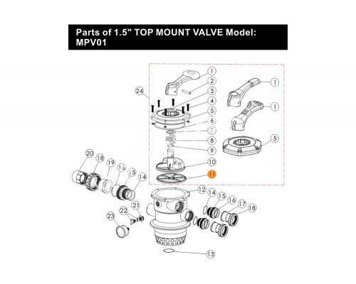 Прокладка переключения режимов (фигурная) 6-ти поз.вент(1 1/2"в; 1 1/2"бок)EmauxMPV-01-015/ 02311002