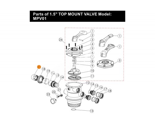 Муфта с внутр.резьбой смотрового окна  муфты 6-ти поз.вентиля 1 1/2"  Emaux (01172026)