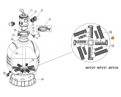 Сепаратор  фильтра MFV35 900  Emaux (89012516)