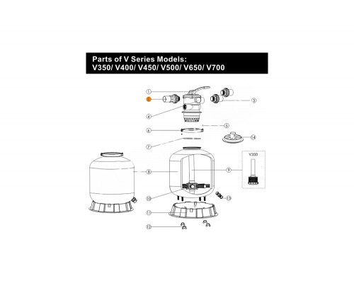 Муфта разъемная со смотр.окном 6-ти поз.вентиля 1 1/2''(с прокл)MPV-01Emaux 89280101/Е190101/190111