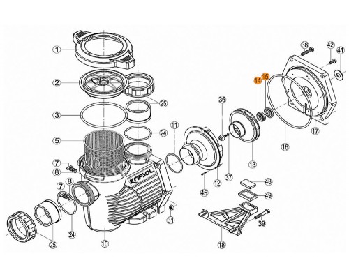 Крыльчатка насоса KRF-1260 Kripsol RKF 133.A/RPUM0013.38R