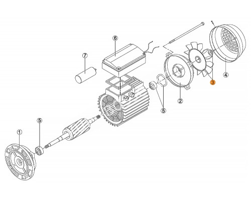 Вентилятор эл.двигателя насоса KAN-750  RBM1030.62R/RMOT0003.06R