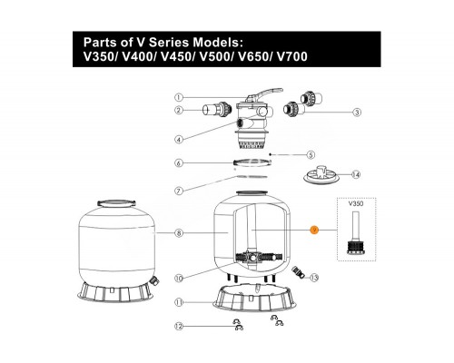 Коллектор фильтра серии V-500 с трубой (89010104/E010403)