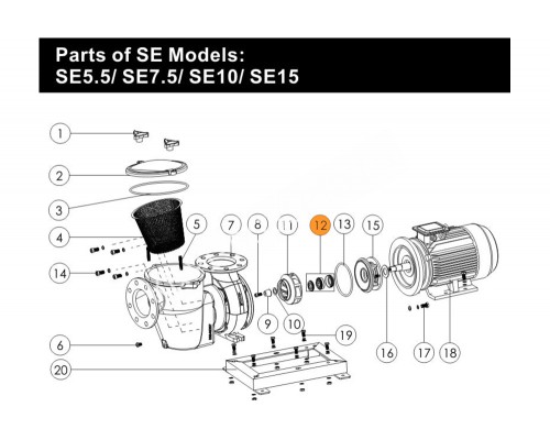 Сальник (компл.) насоса SE 10 - SE 15 Emaux  04015021