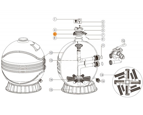 Хомут фланца бочки фильтра MFS/MFV Emaux 89012512