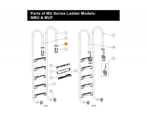 Накладка из нерж.стали для лестницы AISI-304 Emaux 03016046